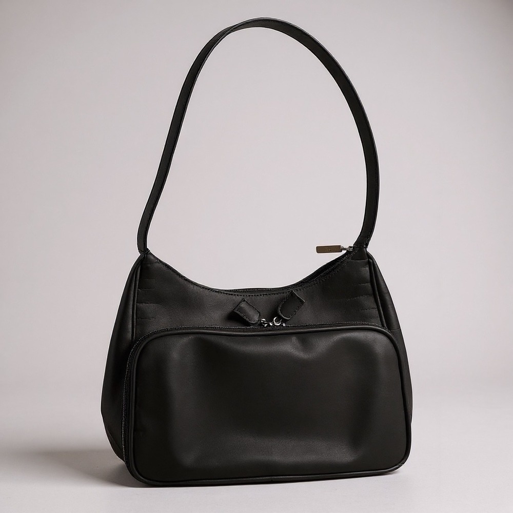 Cherokee Black Smooth Shoulder Bag with Front Zip Pocket